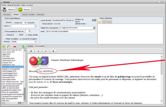 Ecriture de votre message